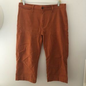Madewell Slim Emmett Wide Leg Crop Burnt Orange Canvas Pants 33 Petite